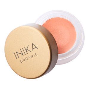 lip and cheek cream morning front lid off by inika organic